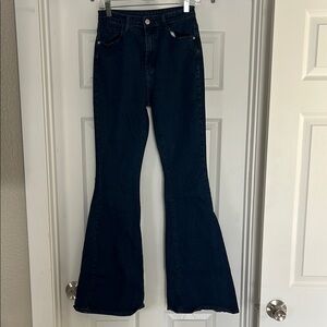 Women's Flared Jeans - Dark Blue